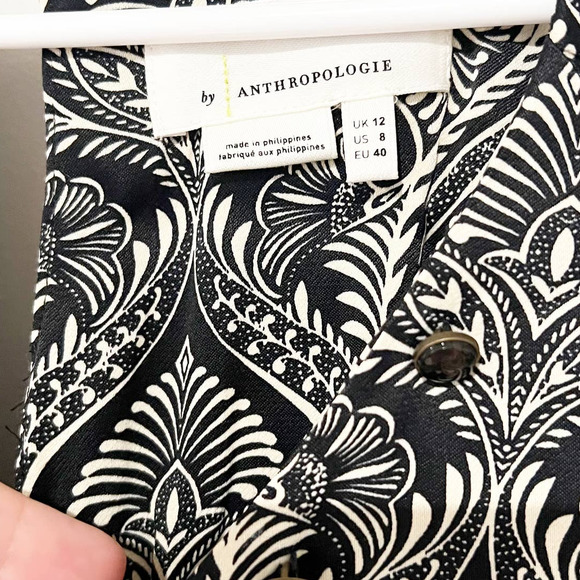 Anthropologie Black and Gray Patterned Jumpsuit - Picture 6 of 9